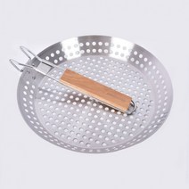 타공 후라이팬 직화구이 BBQ 숯불 석쇠 타공팬 손잡이 접이식 경량프라이팬, 타공후라이팬 실버