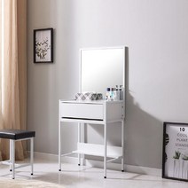 인트리 화이트철재 어반스틸 화장대 의자미포함 원룸 게스트룸 펜션, 하단 콘센트, 화이트네이비