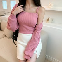겟잇미 / 테헨니 골지 끈나시 긴팔 볼레로 가디건 set