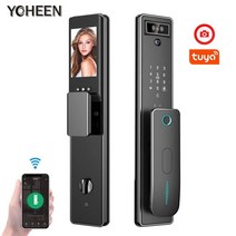 지문인식기 3D 생체 얼굴 인식 지문 스마트 잠금 무선 고양이 눈 화면 와이파이 Tuya 앱 카드 코드 전자, 01 6068 Square