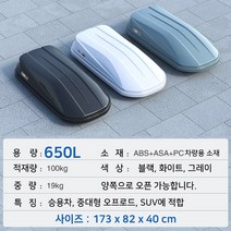 루프박스 루프백 캐리어 루프랙 캠핑 루프탑, 650L 그레이