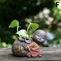 세라믹 차 애완동물 장식품 부처님 계몽 미니 스님 인형 고운 모래 스몰 가구 트레이, F