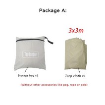 우주로직 풋프린트/그라운드시트 34 33 블랙 코팅 방수포 스크린 그늘막 캠핑 타프 방수 야외 방수포 쉼터 양산 플라이 시트 천막 50, only tarp A 3x3m