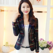 [예니브]여성 정장 자켓 체크 무늬 오피스룩 슬림핏 숏 코트 lnn20230210