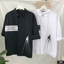 가바바 남성 긴팔셔츠 생각하는 의자 오버핏 프린팅 셔츠 G52865