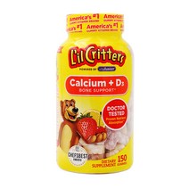 릴크리터스 키즈 칼슘 비타민 D3 어린이 본 서포트 후르츠 150 구미 Lil Critters, ONE COLOR