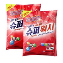슈퍼워시 찬물 세탁 가루세제, 10kg, 4개
