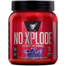 BSN N.O.-XPLODE 운동 전 파우더 크레아틴과 베타알라닌이 함유된 남성 및 여성용 에너지 보충제 맛: 포도 30회 분량