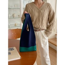 COZY small neat tote bag 배색플리츠니트백 토트백 기저귀가방 여름니트가방 등원룩 주름가방 미니백