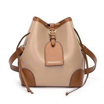 상단 레이어 cowhide drawstring 버킷 백 멀티 숄더 핸드백