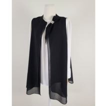 소망샵 리본 이중쉬폰 롱조끼 빅사이즈 국산 하객룩 봄여름 중년여성 정장 엄마옷 베스트