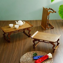 전통 옻칠 고급 물푸레나무 다과상 원목 다도상 티테이블, 블랙