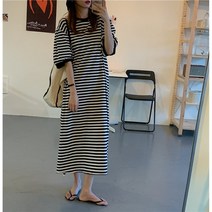 나루니 W04193 티셔츠원피스 반팔티원피스 롱원피스 스프라이트 줄무늬 여성원피스