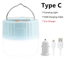 캠핑용품 led 라이트 usb 충전식 슈퍼 밝은 전구 야외 텐트 램프 휴대용 등불 비상, C형