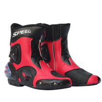 레이싱 부츠 프로 오토바이신발 보호대 롱부츠 숏부츠 새로운 패션 가죽 오토바이 부츠 프로 바이커 속도 레이싱 부츠 모터 크로스 부츠 낙하 저항, a004 레드, 10