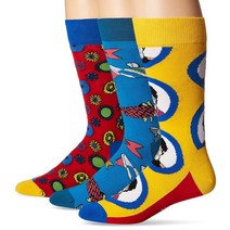 Happy Socks 유니 비틀즈 멀티 컬러 잠수함 EP 컬렉터 박스 (3쌍) 옐로우 Men 8-12 Women 10-12.5