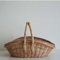 러브바스켓 라탄바구니 라틴 원형 손잡이 빵 피크닉 바구니, 내추럴 L