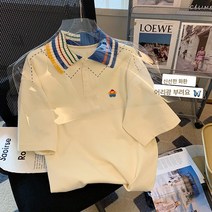 여름 반팔 골프티 테니스티 여커플 루즈핏 터틀넥 티셔츠