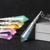 수맥 찾기 탐지기 다우징 찾는법 팬듈럼 펜던트 파워스톤 천연 크리스탈 원석 펜듈럼, Jade Silver Ball Chain