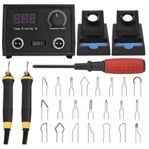 우드버닝기 다기능 파이로그래피 기계 목재 버닝 펜 팁 키트 가죽 조롱박 23 개, 01 220V UK Plug