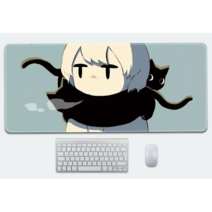 25종 야웅이 고양이 캐릭터 롱 마우스패드 대형 게이밍 장패드 동물 블랙캣 일러스트 데스크매트 탁상 깔개 사무실용 노슬립 손목보호, 캣14, 900x400x4mm
