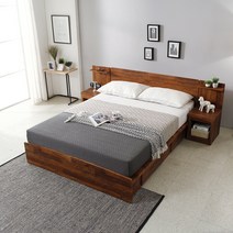 프로스 평상형침대 Q+유로탑 클라우드 독립매트, 오크