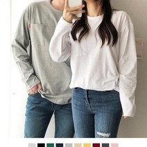 커플시밀러룩 포켓 포인트 오버핏 긴팔티 봄 가을 겨울
