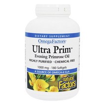 네추럴팩터스 울트라 프림 이브닝 프림로즈 오일 1000mg 소프트젤 글루텐 프리 무설탕, 180개입, 1개