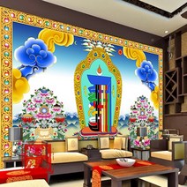 티베트어 배경 벽 Thangka 10 단계 민족 패턴 거실 사원 벽지 불교 벽화 papel 드 parede, 07 8D Miniature Craft_01 1 ㎡
