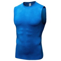 마라톤싱글렛 마라톤상의 러닝싱글렛 남성 민소매 조끼 탄성 스포츠 피트니스 마라톤나시 마라톤복, 푸른, l