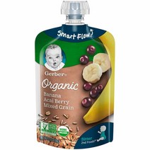 거버 앉을 수 있는 아기용 바나나맛 외 퓨레 12팩 Gerber Organic 2nd Pureed Bananas Acai Granola