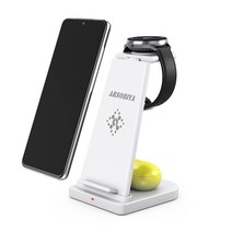 ARSOBIYA 3in1 갤럭시워치 무선충전기 멀티 삼성기기 충전거치대, 화이트, 1개