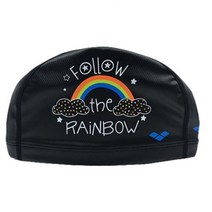 아레나 A1AC1AQ53 BLK 남여공용 아동용 코팅수모 무지개, FREE