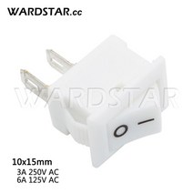 스냅인 미니 보트 로커 스위치 3A250VAC 2 핀 ON/OFF I/O SPST 레드 블랙 화이트 10x15mm 1 개 5, 03 White-10x15mm_02 5 Pcs