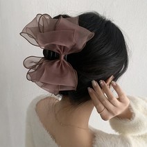 CP 서효림 대형16cm 쉬폰 웨이브 왕리본 올림머리 헤어 집게핀
