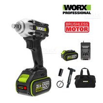웍스 WORX 20V WE270 전동 임팩 렌치 브러시리스 충전 핸드 임팩트 드릴 4 암페어, 기본 세트-본체1개+배터리1개+충전기