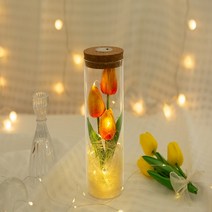 [ 아르띠콜로 튤립 led 꽃 무드등 ] 여성 여자 생일선물 꽃다발 조화 여자친구 꽃 기념일 졸업 선물, 오렌지튤립3송이