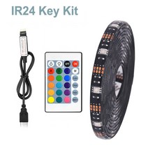 2구 3구 5구 8구 멀티탭 IP65 방수 5M SMD 5050 RGB LED 조명 스트립 USB 램프 유연한 테이프 TV 배경 홈, 02 IP65 Waterproof_05 5 M, 04 Black PCB IR24 Key