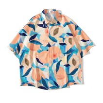 남자 하와이안 셔츠 알로하 여름 반팔 포케집 유니폼 T02