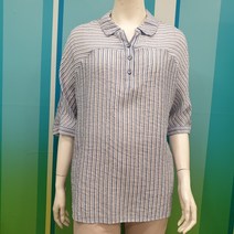 [크로커다일레이디]여름5부스트라이프V넥시원한블라우스CL0MBL121 2001아울렛