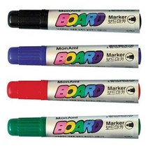 (모나미) 보드마카 4색 SET (흑색(1타스)+적색(1타, 단품