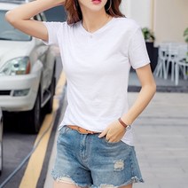 [NewCare] 여름 여성 반팔티셔츠 라운드넥 단추 여성티셔츠
