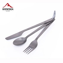 widesea 티타늄 스푼 포크 나이프 세트 50g 캠핑 식기 초경량 여행 관광 야외 조리기구 기어 장비, 협력사