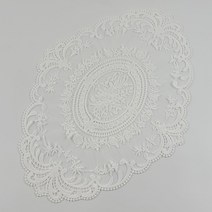 [신박한 잡화] 레이스 타원 40cm x 28cm 테이블매트 화이트 무지