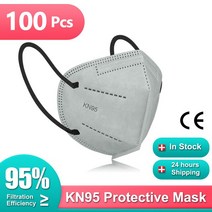 Morandi-KN95 마스크 FFP2 성인용 5 겹 승인, 13 100pcs light gray, 한개옵션1