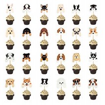 Set of 24 Puppy Cupcake Toppers Dog Adoption Pet Birthday Party Cake Decoration Supplies, 1