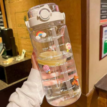 팅통 귀여운대용량헬스물통 텀블러 2L 1.5L 스포츠 러블리디자인 휴대용물병, 화이트