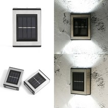 LED 정원 태양광 벽부등 2P세트 백색 태양열벽부등 외부벽등 데크조명