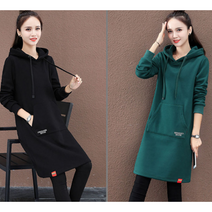 여성용기모 후드롱원피스 오버핏 루즈핏 가을 겨울