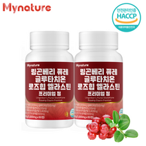 마이네이쳐 스웨덴산 링곤베리 퓨레 글루타치온 로즈힙 비타민 C P 엘라스틴 프리미엄 정, 60정, 2개